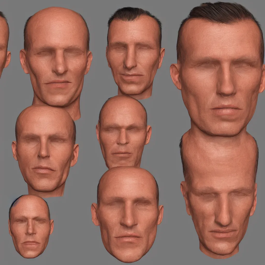 Image similar to unwrapped human face flat texture, male in 3 0 s, 8 k, diffuse