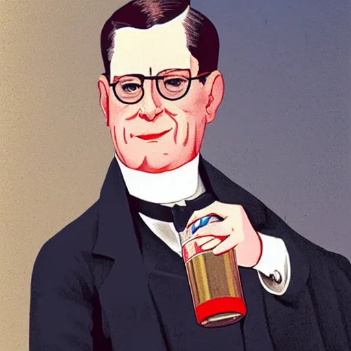 Prompt: Victorian Era president Hank Hill drinking a Pabst Blue Ribbon