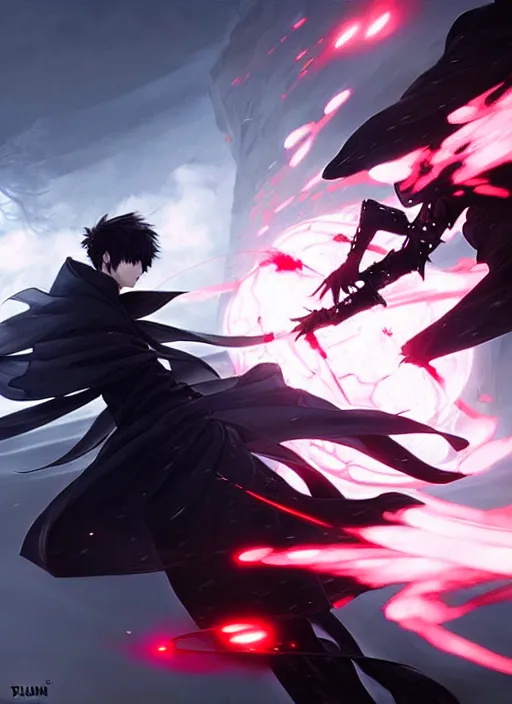 Image similar to amazing fantasy art of killy from blame! and sanakan in the netsphere having a battle, by ruan jia