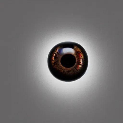 Image similar to floating human eyeball in chrome, studio lighting