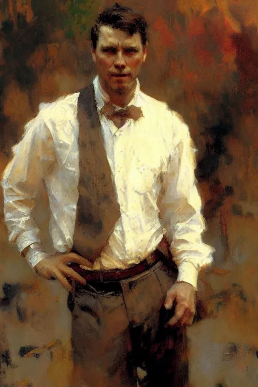 Image similar to attractive man, painting by gaston bussiere, craig mullins