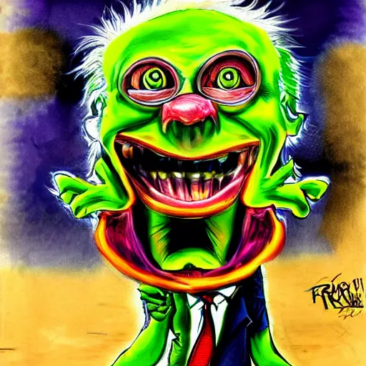 Image similar to freaky portrait of Joe Biden as Rat Fink by Ed 'Big Daddy' Roth