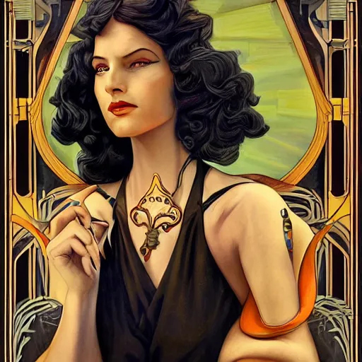 Prompt: an art nouveau, ( streamline moderne ), multi - ethnic and multi - racial portrait in the style of charlie bowater and donato giancola and charles dulac. very large, clear, expressive, and intelligent eyes. symmetrical, centered, ultrasharp focus, dramatic lighting, photorealistic digital matte painting, intricate ultra detailed background.