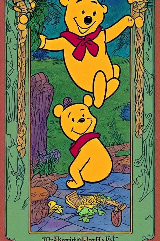 Prompt: tarot card of winnie the pooh, highly detailed, intricate, vibrant