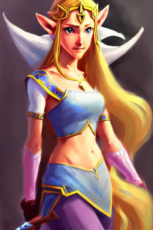 Prompt: princess zelda by bayard wu