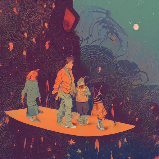 Image similar to Illustration of families by Victo Ngai and James Gilleard and Bruce Pennington