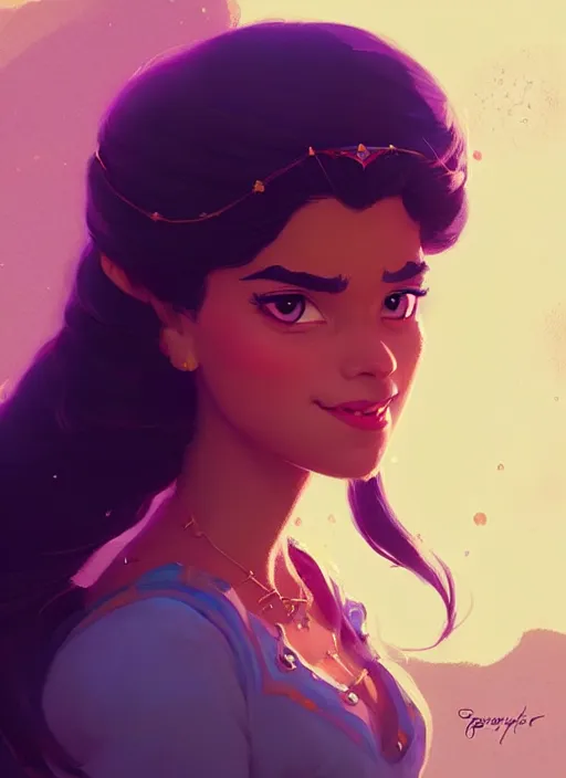 Prompt: highly detailed portrait of disney's princess yasmine, magnificent, photographic realistic background, by atey ghailan, by greg rutkowski, by greg tocchini, by james gilleard, by joe fenton, by kaethe butcher, trending on instagram, award winning details