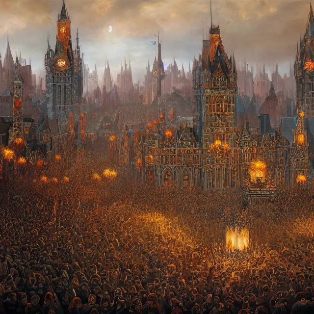 Prompt: a painting of the queens games by johfra bosschart, dark fantasy art, high detail, trending on artstation