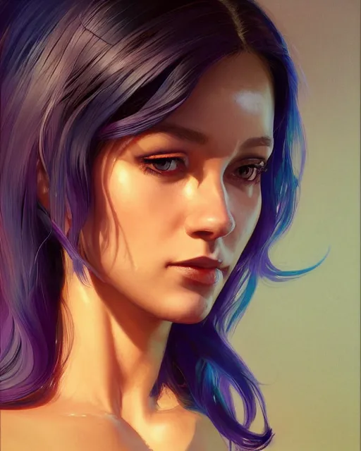 Prompt: half - lizard woman with cute - fine - face, pretty face, oil slick hair, realistic shaded perfect face, extremely fine details, by realistic shaded lighting, dynamic background, poster by ilya kuvshinov katsuhiro otomo, magali villeneuve, artgerm, jeremy lipkin and michael garmash and rob rey, and silvain sarrailh