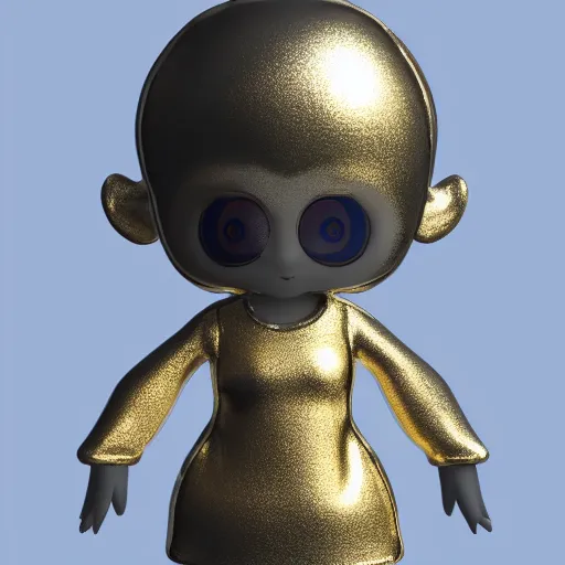 Prompt: cute fumo plush of a metallic reflective girl, global illumination reflectance probe, ssao, chibi anime, vray