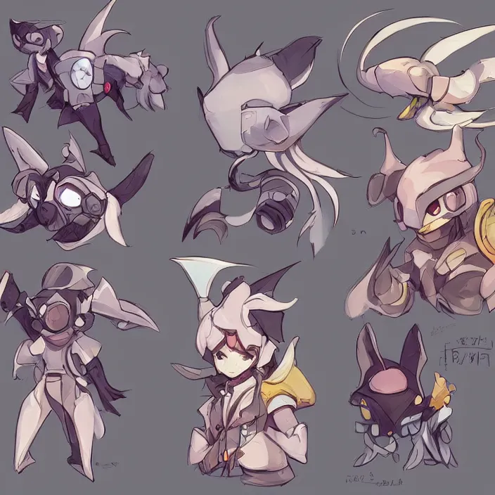 Prompt: concept art of chinchilla video game characters head designs, disgaea, flcl, hearthstone, unique silhouettes, cute casual streetwear, by marc brunet and artgerm