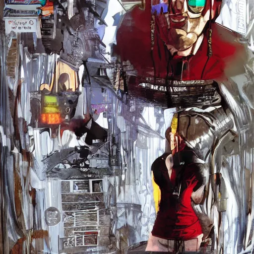 Image similar to maissie williams as a cyborg in the matrix, digital art, detailed, painting, fantasy, sci fi, by ilya kuvshinov