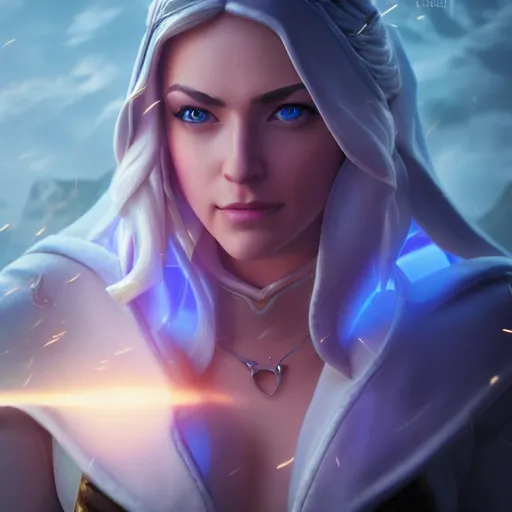 Image similar to realistic still of jaina proudmoore amazing details 8 k beautiful ultra realistic sharp focus cinematic lightning in the style of artgerm