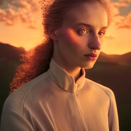 Image similar to photographic portrait of a stunningly beautiful female alchemist with spells in soft dreamy light at sunset, contemporary fashion shoot, by edward robert hughes, annie leibovitz and steve mccurry, david lazar, jimmy nelsson, breathtaking, 8 k resolution, extremely detailed, establishing shot, artistic, hyperrealistic, perfect face, octane render