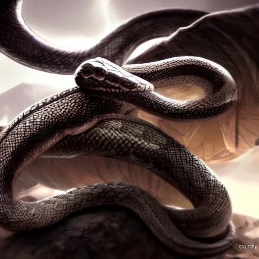 Prompt: photorealistic snake, cool, cinematic, albino d & d digital artwork