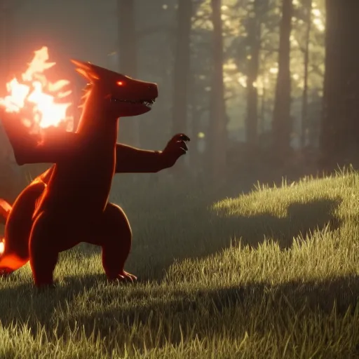 Prompt: Film still of Charizard, from Red Dead Redemption 2 (2018 video game)