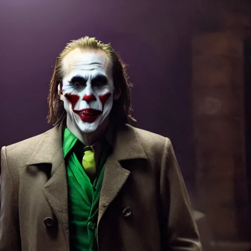 Image similar to Nicholas Cage as The Joker 8k hdr amazing lighting