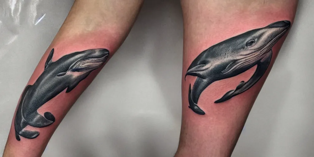 Image similar to realistic tattoo of whales, golden, delicate, hyper realism, 1 4 5 0, ink, ultra realistic, 8 k