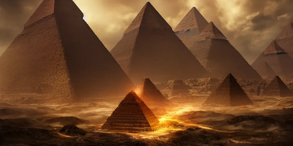 Prompt: Photorealistic epic intricate detailed dark wizard with arms outstretched, casting spells in front of an ominous Egyptian pyramid. a gentle rising mist, an epic rocky landscape. occult photorealism, UHD, amazing depth, glowing, golden ratio, 3D octane cycle unreal engine 5, volumetric lighting, cinematic lighting, cgstation artstation concept art