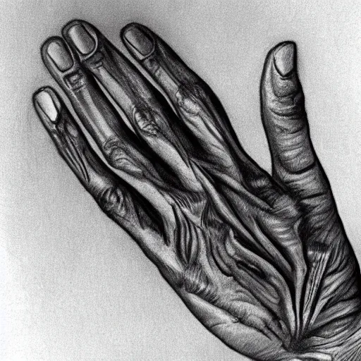 hyper realistic drawing of a normal human hand, five | Stable Diffusion