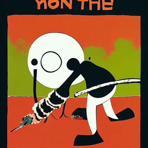 Prompt: don't gunk the monk by tomi ungerer 1 9 7 5, poster, art