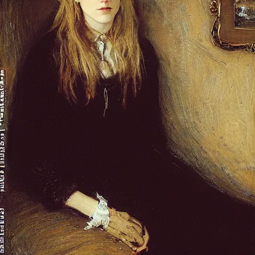 Image similar to a true-to-life portrait of Saoirse Ronan painted by John Everett Millais