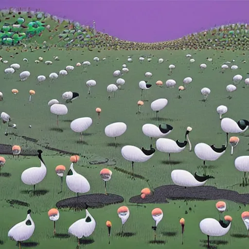 Prompt: 4 0 sad fat green ostriches by chiho aoshima