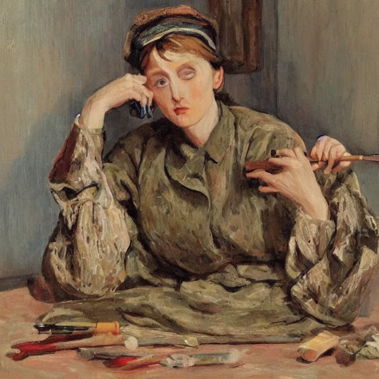 Image similar to Yes, she thought, laying down her brush in extreme fatigues, I have had my vision, by Virginia Woolf