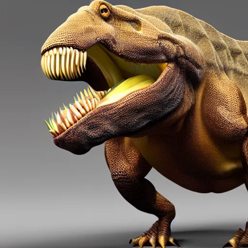 Prompt: 3d render of a T-Rex eating a banana