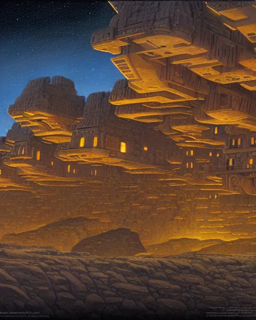 Image similar to a beautiful hyperdetailed illustration of blockhouse building by ralph mcquarrie, azeroth nightsky, archdaily, wallpaper, highly detailed, trending on artstation.