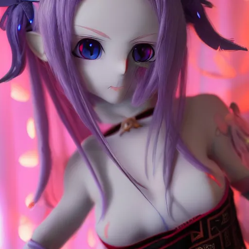 Image similar to cute fumo plush of the lord of the underworld hades herself, anime girl, vray