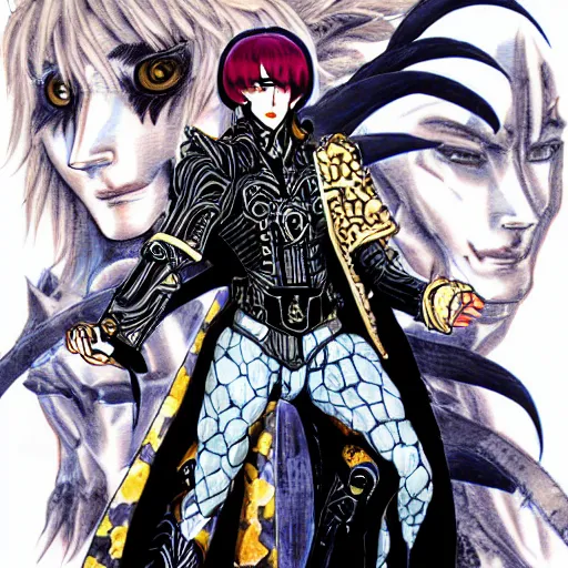 Image similar to Bishonen Mairon in the style of Ayami Kojima