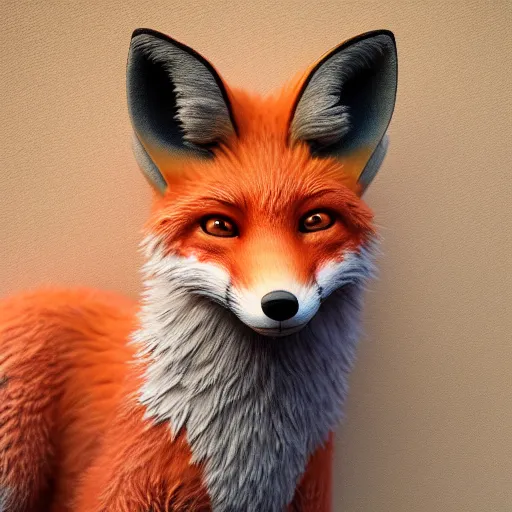 Prompt: a highly detailed photographic render of a fox , beautifully lit, ray traced, octane 3D render,