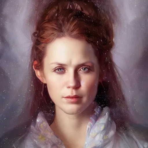 Image similar to portrait of a swedish woman ( 3 5 ) from sweden in 2 0 2 1, an oil painting by ross tran and thomas kincade