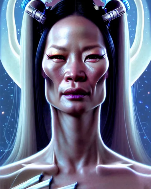 Prompt: beautiful gemini fantasy character portrait, lucy liu kill bill, ultra realistic, wide angle, intricate details, aliens artifacts, highly detailed by peter mohrbacher, hajime sorayama, wayne barlowe, boris vallejo, aaron horkey, gaston bussiere, craig mullins