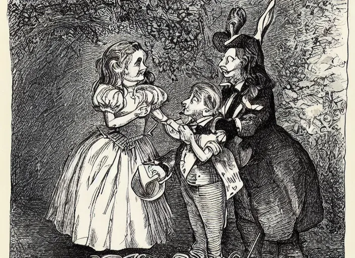 Image similar to Tenniel illustration of Alice in Wonderland Lewis Carrol