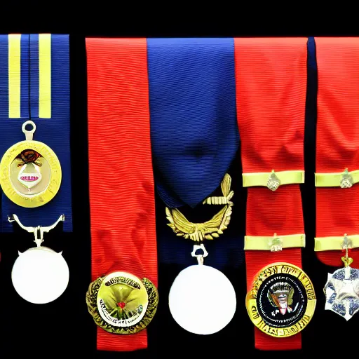 Prompt: trump decorated with military medals