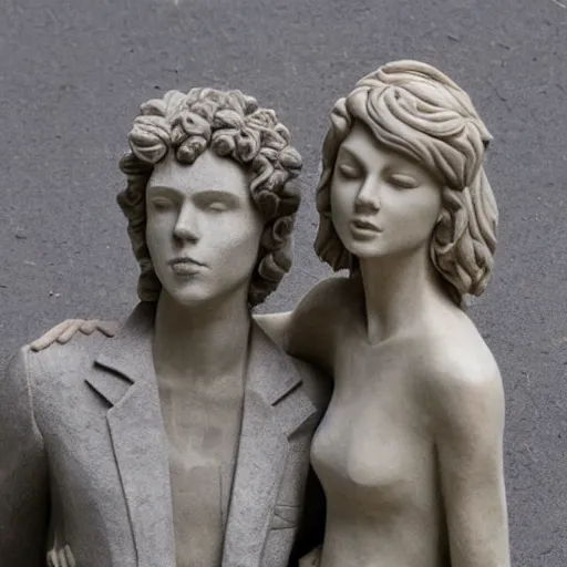 stone sculpture of taylor swift and a stone sculpture