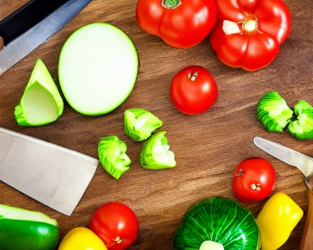 Image similar to 9 0 degrees fov, first person point of view of me chopping vegetables on a chopping board