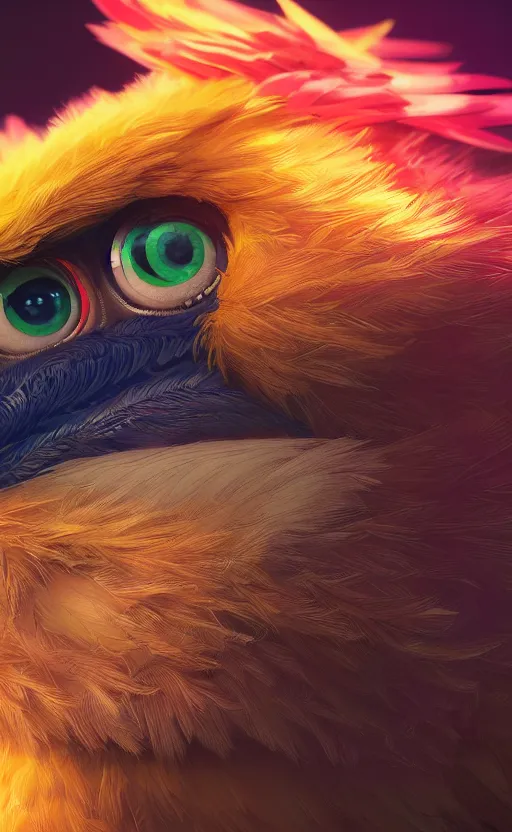 Image similar to phoenix bird, portrait, electric, furry, soft, concept art, sharp focus, intricate details, highly detailed, photorealistic, disney pixar, octane render, iridescent, anime, 8 k