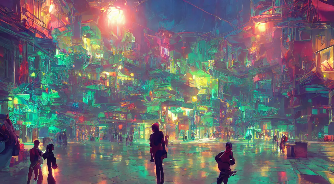 Image similar to bazaar zouk oriantal multicolorful sky shine place mosquet painting stylized digital video game icon global illumination ray tracing 8 k hd resolution, by ilya kuvshinov and cushart krentz and gilleard james