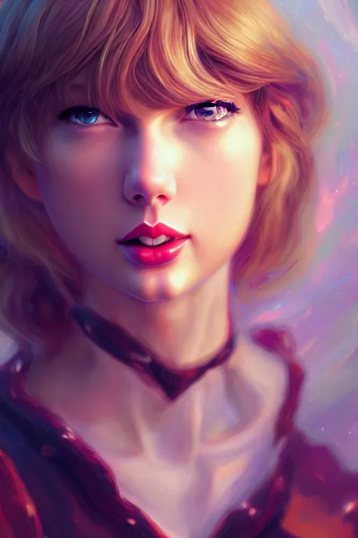 Image similar to taylor swift, evangelion, au naturel, hyper detailed, digital art, trending in artstation, cinematic lighting, studio quality, smooth render, frostbite 3 engine rendered, art style by klimt and nixeu and ian sprigger and wlop and krenz cushart