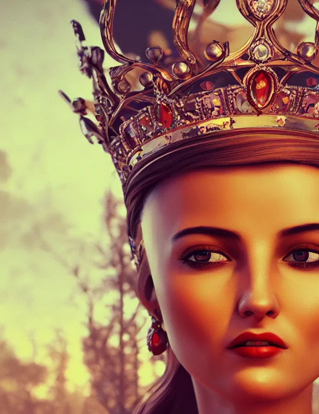 Image similar to blurred background. close-up portrait of a goddess in crown, by Alfred Eisenstaedt, Afarin Sajedi and Alena Aenami. unreal engine