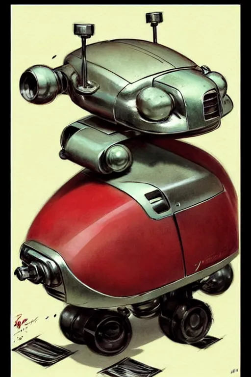 Image similar to page layout ( ( ( ( ( 1 9 5 0 s retro future android robot fat robot mouse wagon. muted colors., ) ) ) ) ) by jean - baptiste monge,!!!!!!!!!!!!!!!!!!!!!!!!! chrome red