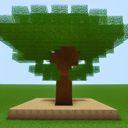 Image similar to a big tree with chihiro vibes in minecraft