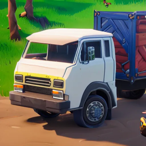 Image similar to fortnite peely driving a truck