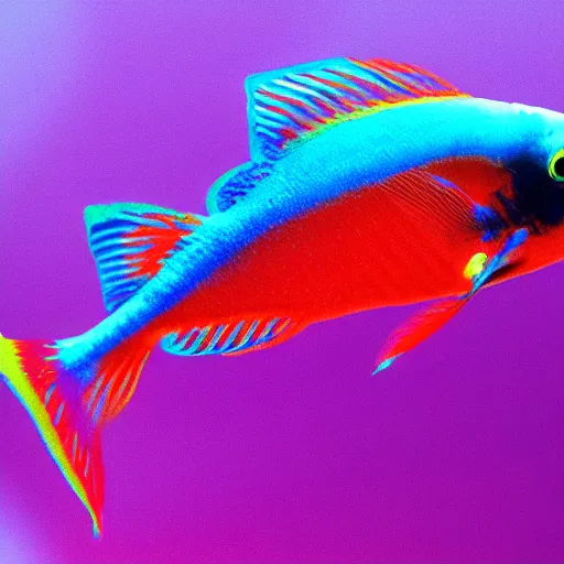 Prompt: photograph of a red neon tetra fish, close-up, photo-realistic, depth of field