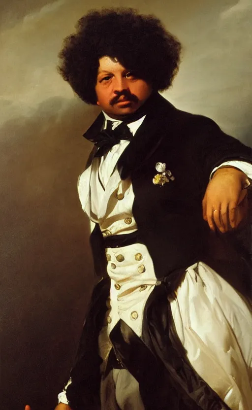 Prompt: Portrait of Alexandre Dumas, oil on canvas, highly detailed,, by Franz Xaver Winterhalter, 8k