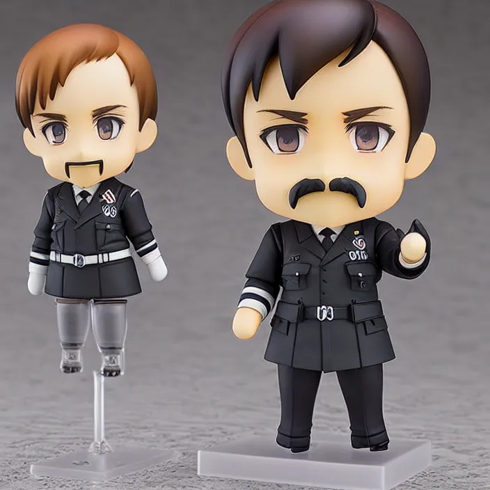Image similar to An anime Nendoroid of Adolf Hitler with his adolf hitler moustache, figurine, detailed product photo