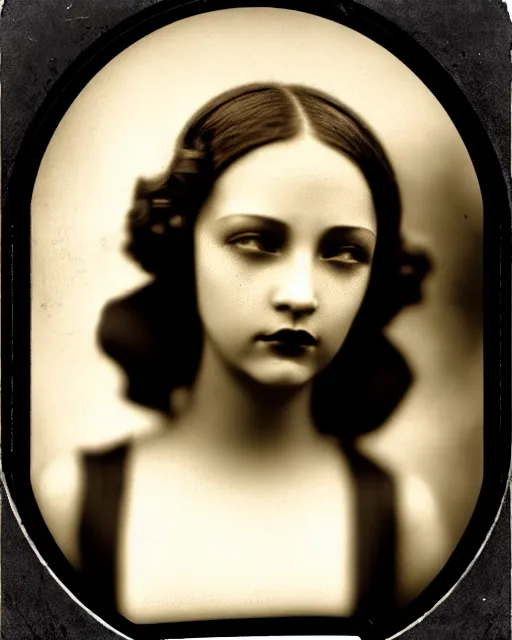 Image similar to [ [ [ [ tintype ] ] ] ] black and white dreamy young beautiful female artificial intelligence, metropolis, cinematic, rim light, bokeh, photo - realistic, elegant, high detail, 8 k, masterpiece, photo taken in 1 9 3 0